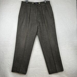 Vtg Polo Ralph Lauren USA Made 34x32 Herringbone Tweed Wool Dress Pants Trousers